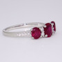 Platinum ruby and diamond ring side