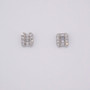 9ct white gold baguette cut and round brilliant cut diamond stud earrings
