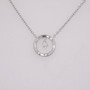9ct white gold open circle necklace with round brilliant cut diamond centre