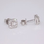 9ct white gold baguette cut and round brilliant cut diamond cluster stud earrings side