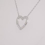 9ct white gold diamond heart necklace side