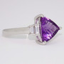 9ct white gold fancy trillion cut amethyst and baguette cut diamond ring side