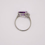 9ct white gold fancy trillion cut amethyst and baguette cut diamond ring top