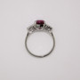 Platinum GIA certificated unheated cushion cut ruby and round brilliant cut diamond ring top