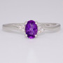 9ct white gold oval cut amethyst and diamond twist ring
