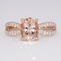 9ct rose gold oval cut morganite and diamond-set split shoulders ring