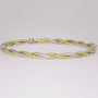 9ct yellow and white gold textured hinged twisted bangle