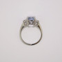 Platinum icy blue cushion cut unheated Ceylon sapphire and diamond ring top