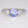 Platinum unheated Ceylon sapphire and diamond ring