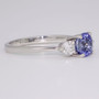 18ct white gold round cut Ceylon sapphire and diamond ring side