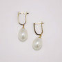 9ct gold pearl and diamond hoop earrings side