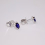 18ct white gold oval cut sapphire and diamond stud earrings side