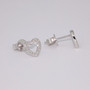 9ct white gold diamond heart stud earrings side