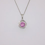 9ct white gold pink sapphire and diamond halo pendant