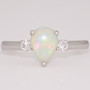 9ct white gold pear shaped opal and diamond ring