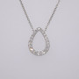 9ct white gold graduated round brilliant cut diamond pear-shaped pendant on adjustable chain