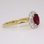 18ct gold ruby and diamond cluster ring side