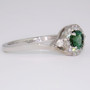 Platinum natural green tourmaline and diamond cluster twist ring side