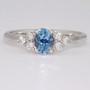 Platinum oval cut aquamarine and diamond ring