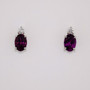 9ct white gold oval cut grape garnet and round brilliant cut diamond stud earrings