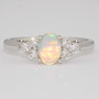 9ct white gold opal and diamond ring