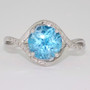 9ct white gold star cut blue topaz and diamond ring