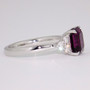 Platinum rhodolite garnet and diamond ring side