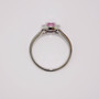 Platinum cushion cut pink spinel and diamond halo ring top