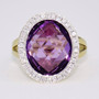 9ct yellow and white gold amethyst and diamond ring