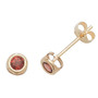 9ct gold rubover set garnet stud earrings