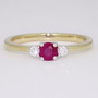 9ct gold round cut ruby and round brilliant cut diamond ring