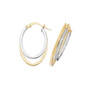 9ct yellow and white gold double hoop earrings