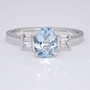 18ct white gold aquamarine and baguette diamond ring