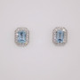 18ct white gold aquamarine and diamond cluster stud earrings