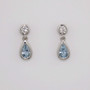 9ct white gold pear cut aquamarine and diamond rubover drop earrings