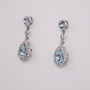 9ct white gold pear cut aquamarine and diamond rubover drop earrings side