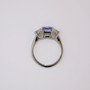 Platinum cushion cut Sri Lankan sapphire and diamond ring top