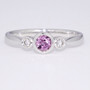 9ct white gold pink sapphire and diamond rubover set ring