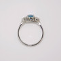 Platinum oval cut aquamarine and round brilliant cut diamond ring top