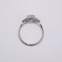 Platinum cushion cut Brazilian aquamarine and six round brilliant cut diamond ring top