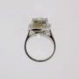 Platinum rectangular cushion cut green tanzanite and round brilliant cut diamond cluster ring top