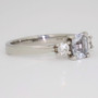 Platinum unheated Sri Lankan cushion cut sapphire and round brilliant cut diamond ring side
