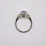 Platinum unheated Sri Lankan radiant cut sapphire and round brilliant cut diamond ring top