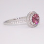 9ct white gold pink zircon and diamond double halo ring side