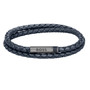 Gents BOSS Ares Navy Blue Double Wrap Leather Bracelet