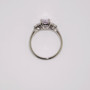 Platinum unheated octagonal cut white sapphire and round brilliant cut diamond ring top
