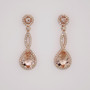 9ct rose gold morganite and diamond cluster drop earrings