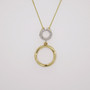 9ct gold pendant with twisted gold ring and diamond-set circle