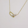 9ct gold necklace with two interlocking links: one plain and one with diamonds side