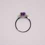 9ct white gold octagonal laser cut amethyst and round brilliant cut diamond ring top